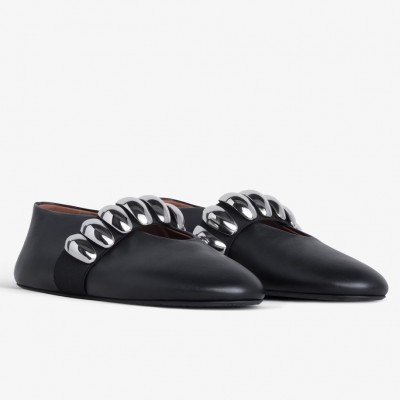 Alaia Ballet Flats in Black Leather with Metalic Pebbles TDSS12002