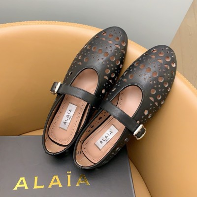 Alaia Ballet Flats in Black Vienne Lambskin TDSS12004