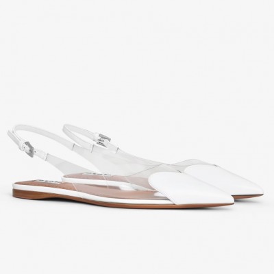 Alaia Le Coeur Slingback Flats in White Patent Calfskin TDSS12012