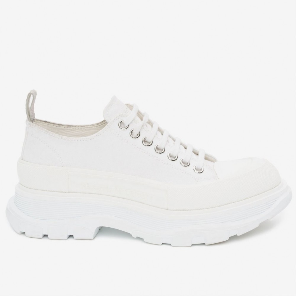 Alexander McQueen White Tread Slick Lace Up Sneakers TDSS12075