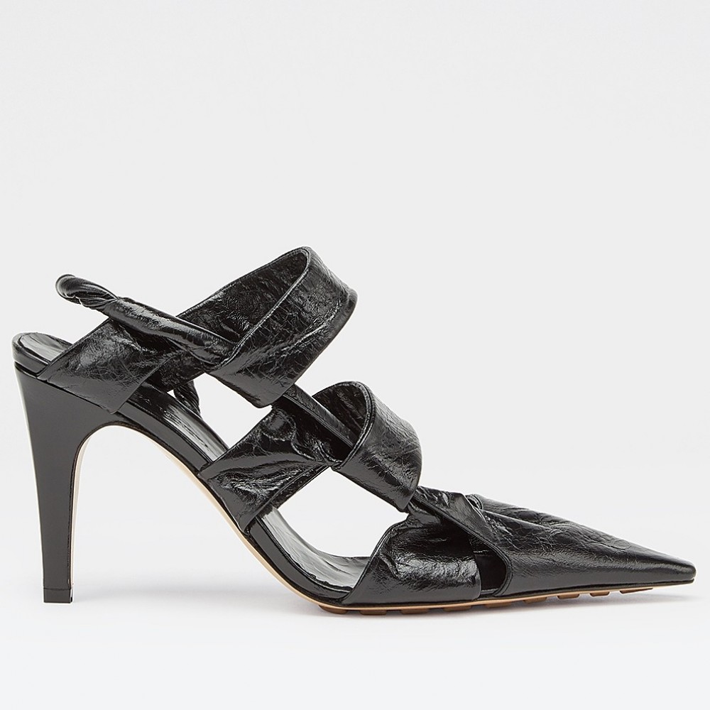 Bottega Veneta BV Point Slingback Sandals In Black Lambskin TDSS12108