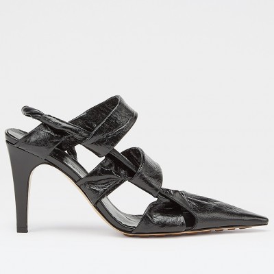 Bottega Veneta BV Point Slingback Sandals In Black Lambskin TDSS12108