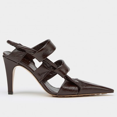 Bottega Veneta BV Point Slingback Sandals In Chocolate Lambskin TDSS12109