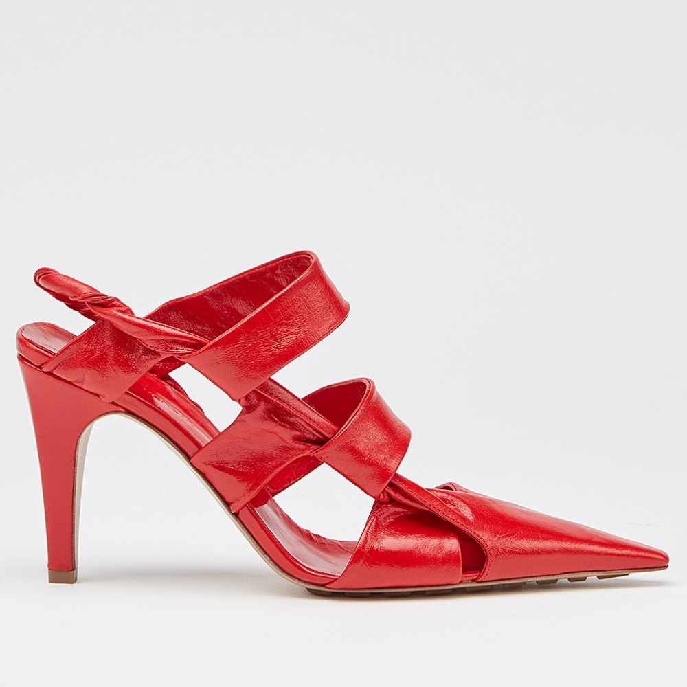 Bottega Veneta BV Point Slingback Sandals In Red Lambskin TDSS12110