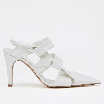 Bottega Veneta BV Point Slingback Sandals In White Lambskin TDSS12111