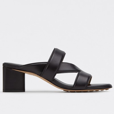 Bottega Veneta Band Sandals 55MM In Black Calfskin TDSS12088