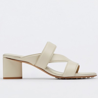 Bottega Veneta Band Sandals 55MM In White Calfskin TDSS12089