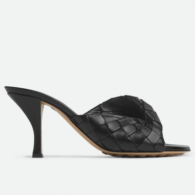 Bottega Veneta Blink Mules 80mm in Black Intrecciato Lambskin TDSS12094