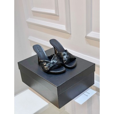 Bottega Veneta Blink Mules 80mm in Black Intrecciato Lambskin TDSS12094