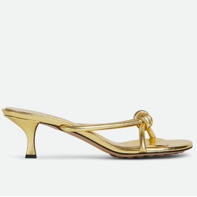 Bottega Veneta Blink Sandals 50mm in Gold Metallic Lambskin TDSS12096