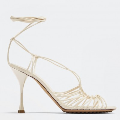 Bottega Veneta Dot Sandals 100mm In White Lambskin TDSS12128