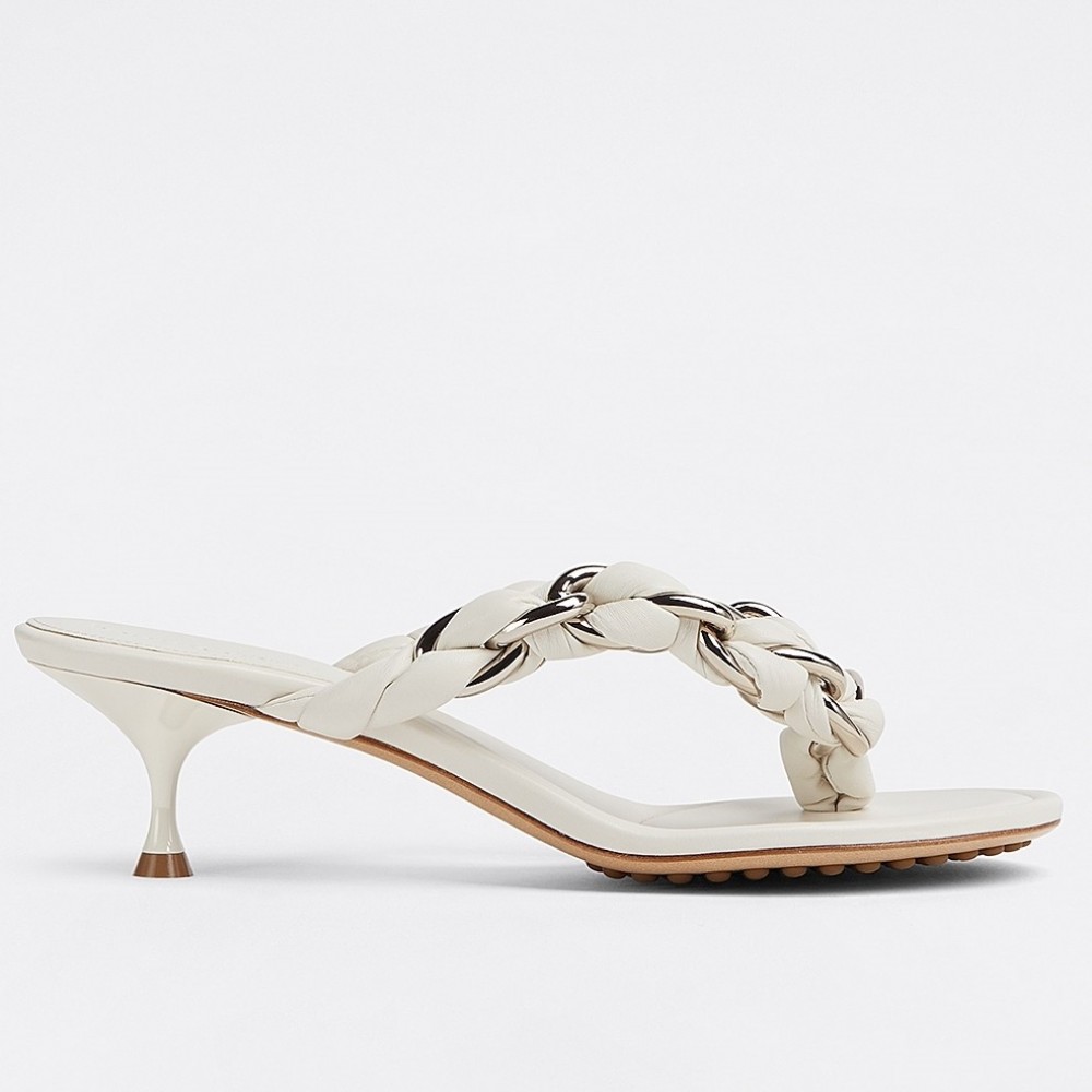 Bottega Veneta Dot Thong Sandals In White Lambskin TDSS12132