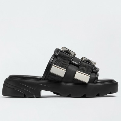 Bottega Veneta Flash Flat Sandals In Black Technical Fabric TDSS12137