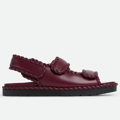 Bottega Veneta Jack Flat Slingback Sandals in Bordeaux Lambskin TDSS12151