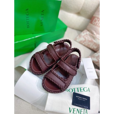 Bottega Veneta Jack Flat Slingback Sandals in Bordeaux Lambskin TDSS12151