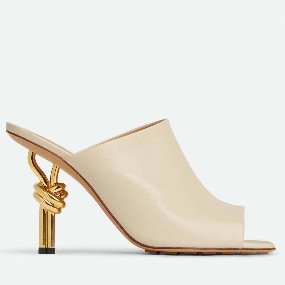 Bottega Veneta Knot Mules 90mm In White Lambskin TDSS12158