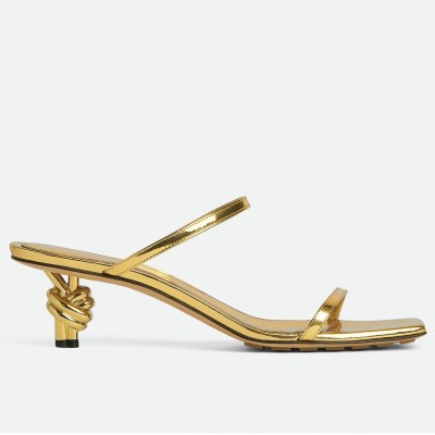 Bottega Veneta Knot Sandals 45mm in Gold Lambskin TDSS12160