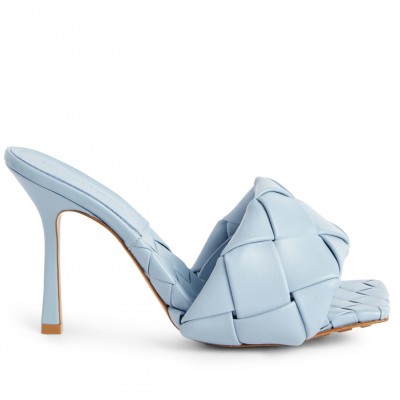 Bottega Veneta Lido Sandals In Light Blue Intrecciato Leather TDSS12173