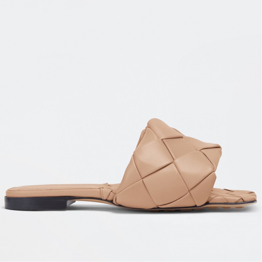 Bottega Veneta Lido Slides In Beige Intreccio Lambskin TDSS12178