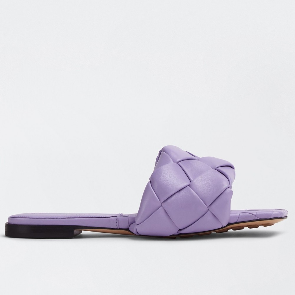 Bottega Veneta Lido Slides In Lavender Intreccio Lambskin TDSS12182