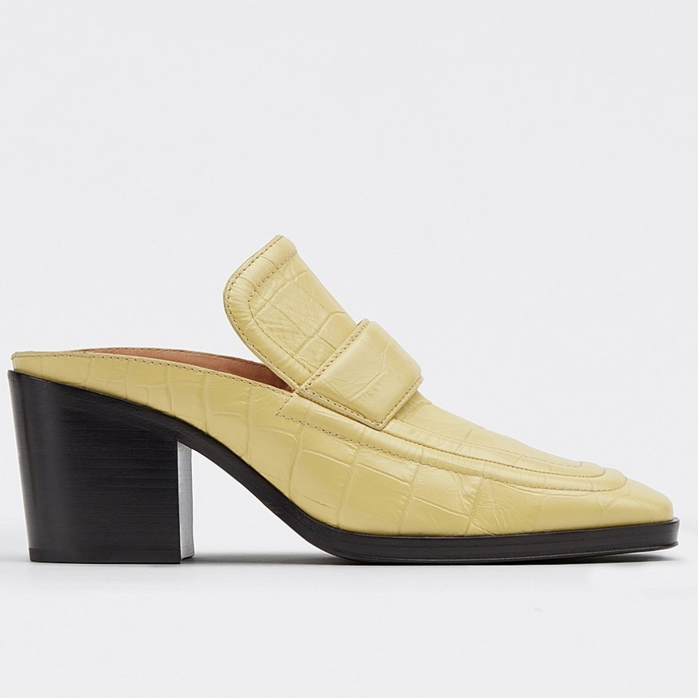 Bottega Veneta Mules In Butter Crocodile Embossed Leather TDSS12187