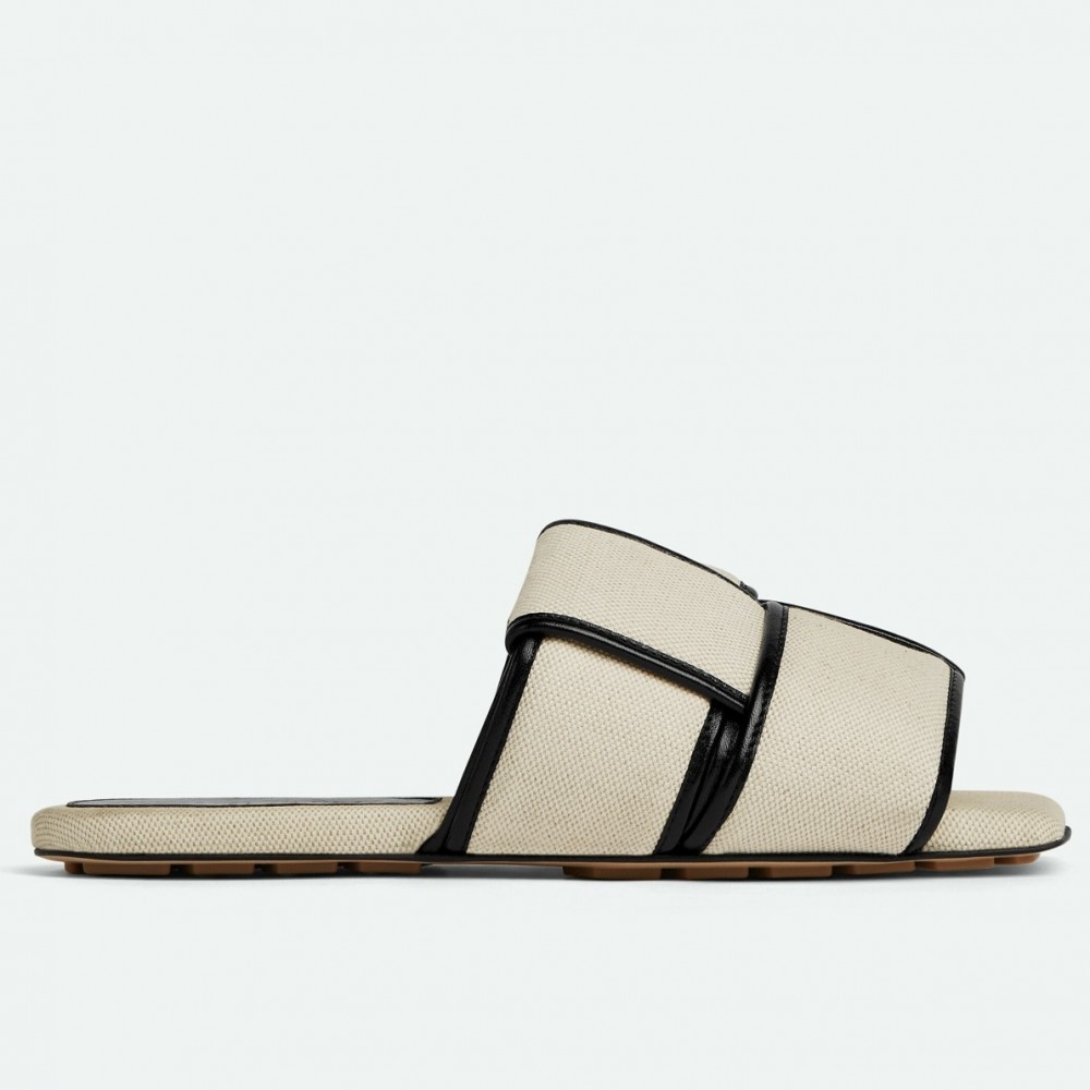 Bottega Veneta Patch Flat Slides In Canvas TDSS12192