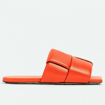 Bottega Veneta Patch Flat Slides In Orange Lambskin TDSS12194