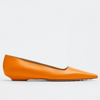 Bottega Veneta Point Ballet Flats In Tangerine Lambskin TDSS12197