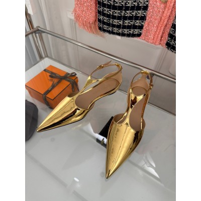 Bottega Veneta Rocket T-Bar Ballerina Flats In Gold Patent Leather TDSS12205