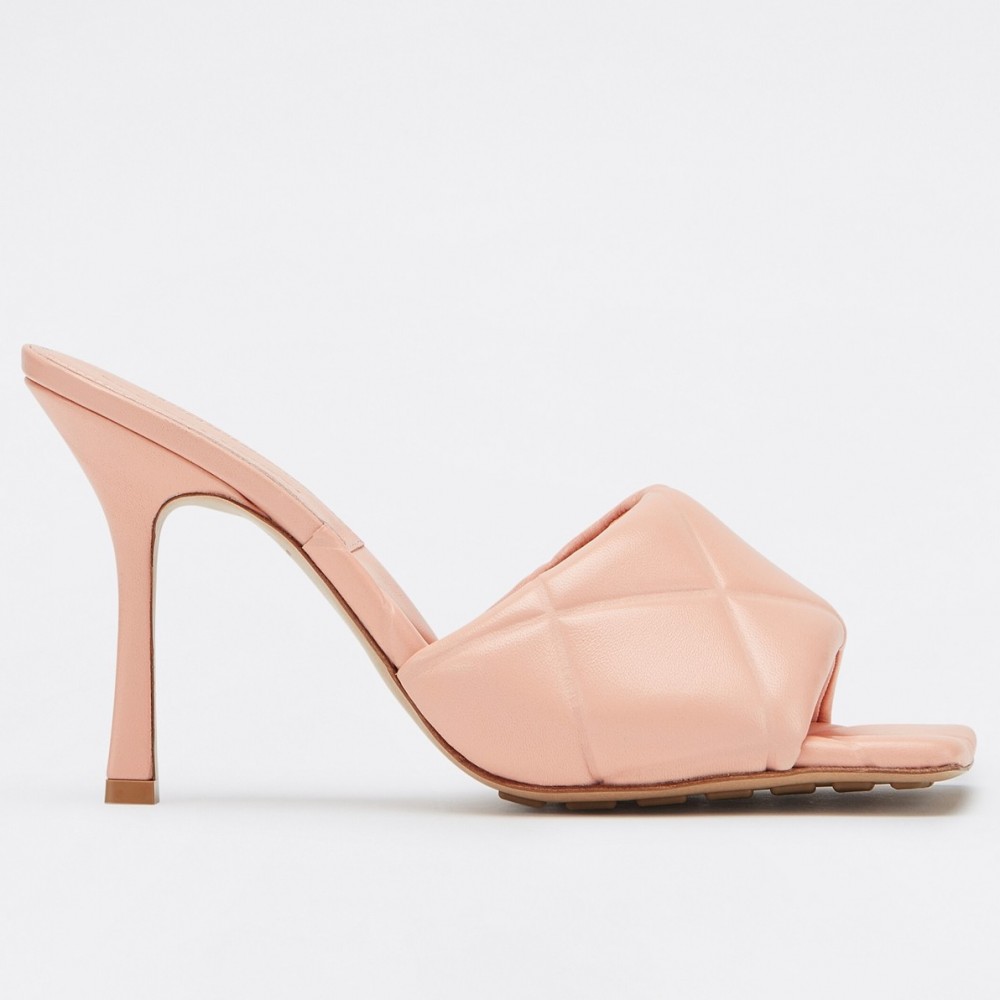 Bottega Veneta Rubber Lido Sandals In Pink Quilted Lambskin TDSS12207