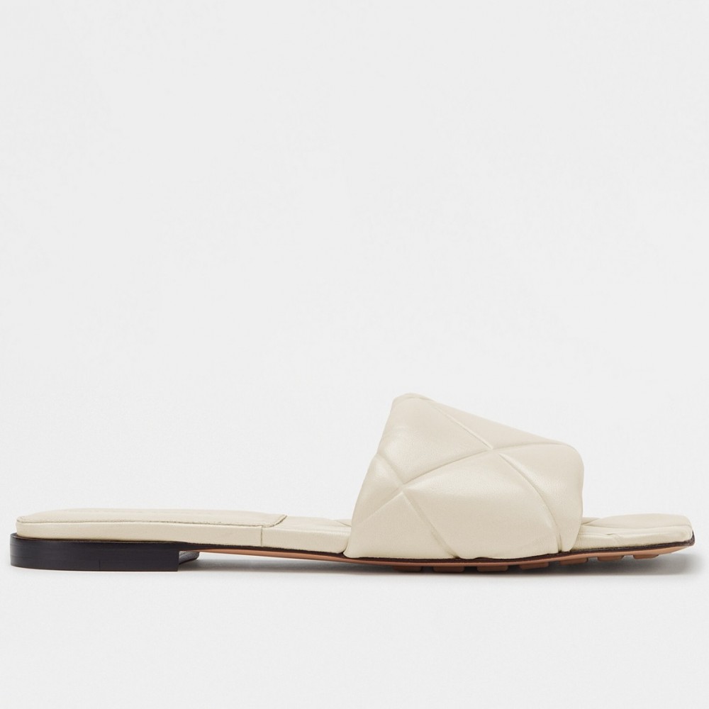 Bottega Veneta Rubber Lido Slides In White Lambskin TDSS12211