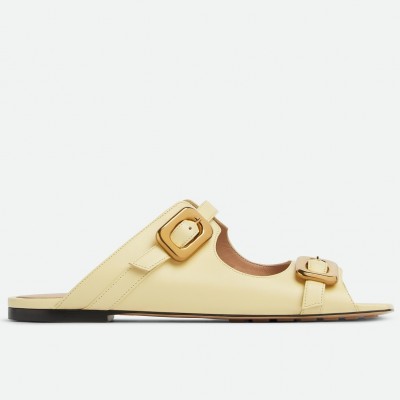 Bottega Veneta Stretch Buckle Sandals in Moon Beam Calfskin TDSS12224