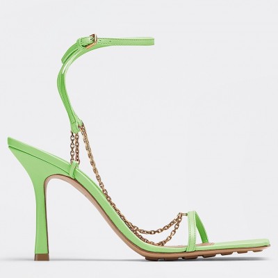 Bottega Veneta Stretch Chain Sandals In Pistachio Lambskin TDSS12227