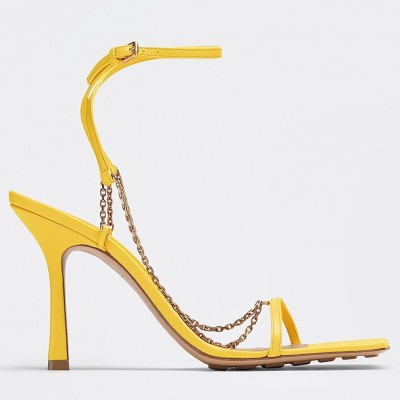 Bottega Veneta Stretch Chain Sandals In Yellow Lambskin TDSS12228