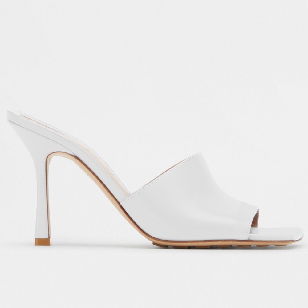 Bottega Veneta Stretch Mules 90mm In White Lambskin TDSS12244