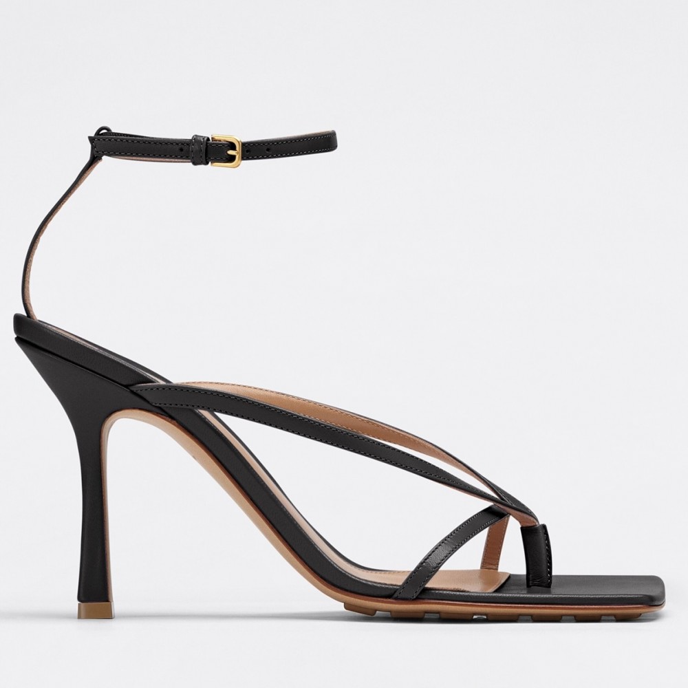 Bottega Veneta Stretch Sandals 90MM In Black Lambskin TDSS12246