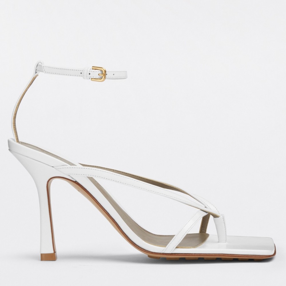 Bottega Veneta Stretch Sandals 90MM In White Lambskin TDSS12247