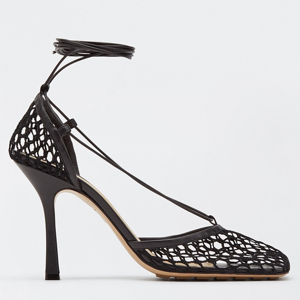 Bottega Veneta Stretch Sandals In Black Mesh TDSS12249