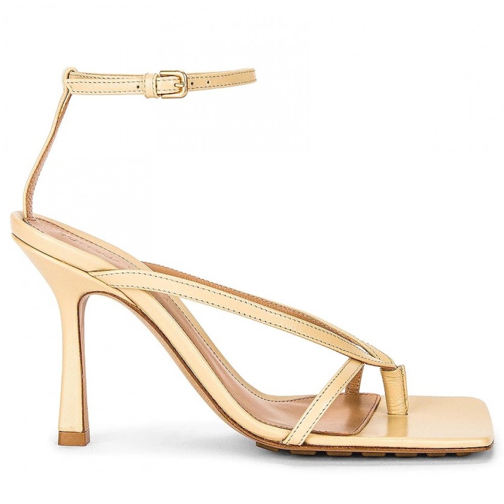 Bottega Veneta Stretch Sandals In Gold Metallic Lambskin TDSS12251