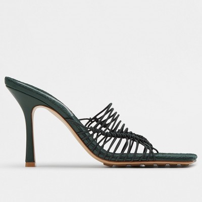 Bottega Veneta Stretch Sandals In Green Elasticized Raffia TDSS12252