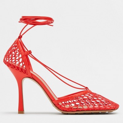 Bottega Veneta Stretch Sandals In Red Mesh TDSS12258