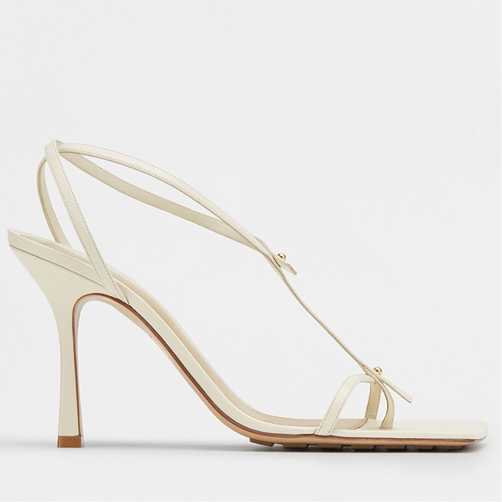 Bottega Veneta Stretch Sandals In White Lambskin TDSS12259