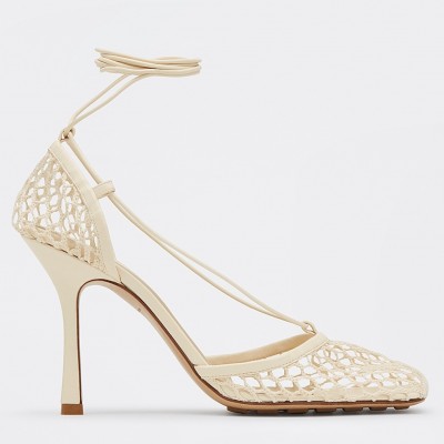 Bottega Veneta Stretch Sandals In White Mesh TDSS12260