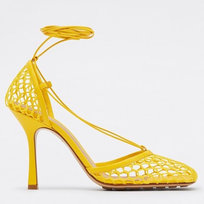 Bottega Veneta Stretch Sandals In Yellow Mesh TDSS12261