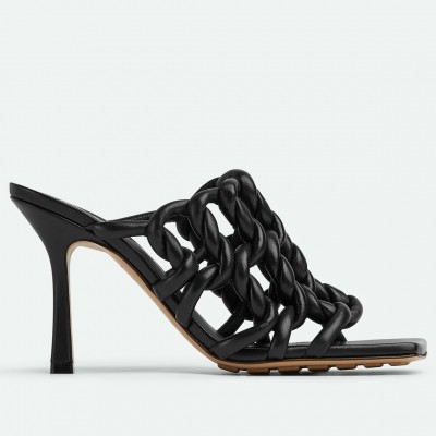 Bottega Veneta Stretch Twist Sandals In Black Lambskin TDSS12263