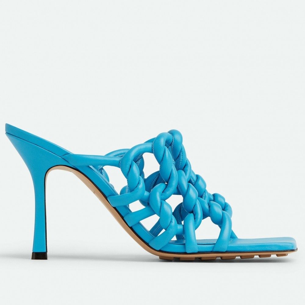 Bottega Veneta Stretch Twist Sandals In Blue Lambskin TDSS12264