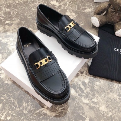 Celine Margaret Loafers in Black Leather with Triomphe Chain TDSS12270