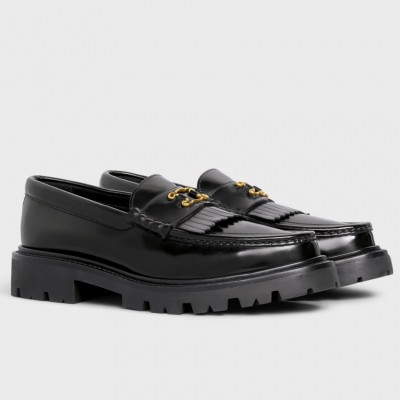 Celine Margaret Loafers in Black Leather with Triomphe Frame TDSS12271