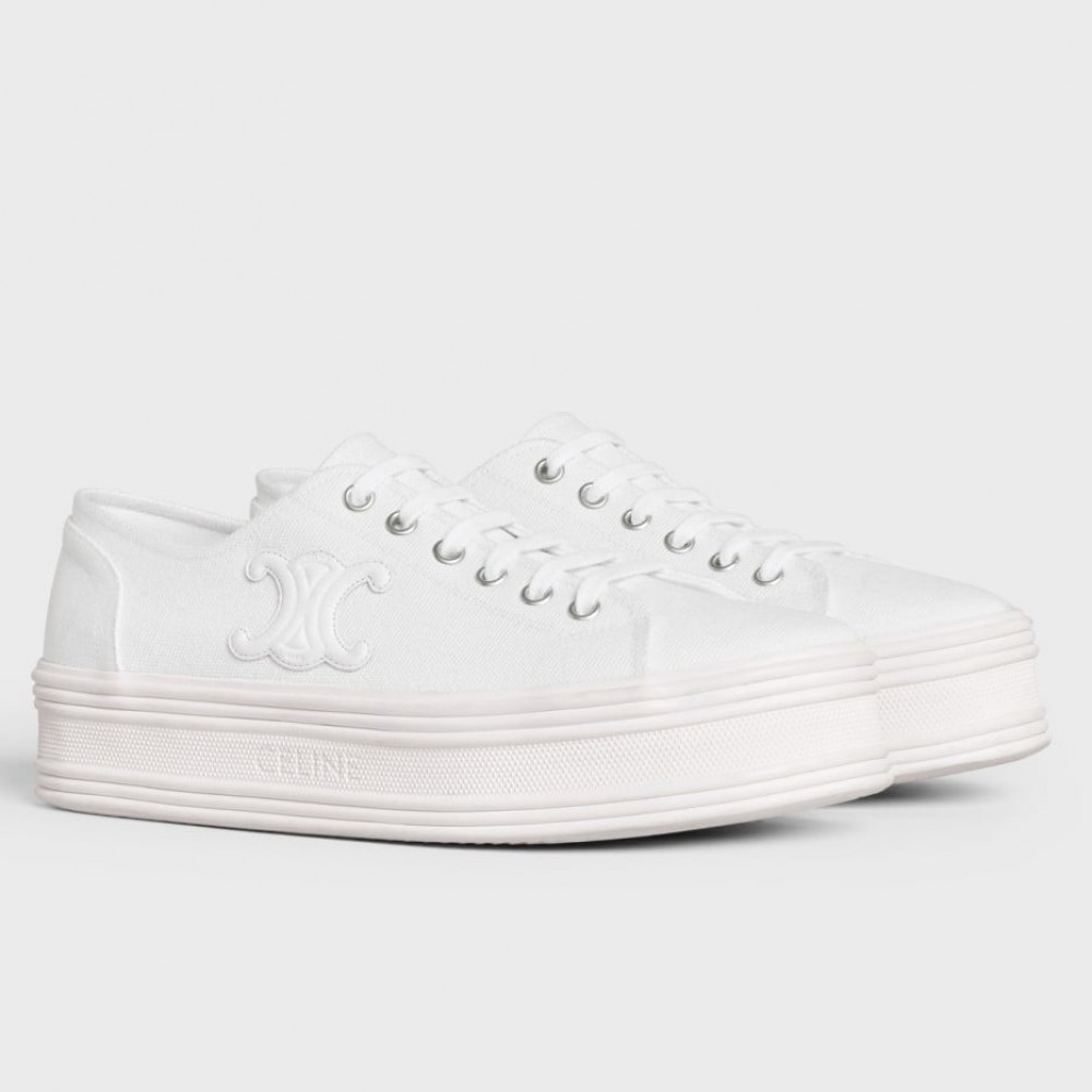 Celine Jane Low-top Sneakers in White Canvas TDSS12273