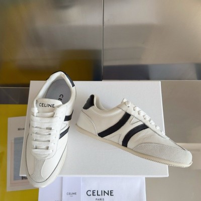 Celine Jogger Low-top Sneakers in White and Black Leather TDSS12274